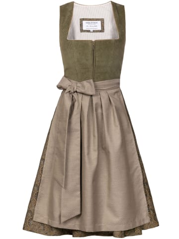 Midi Dirndl Emilia Grün Cord in grün