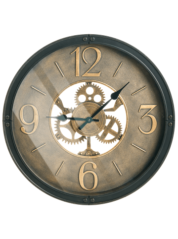Wanduhr ALBACETE in Schwarz/Braun - (W) 50 x (H) 50 x (L) 5 cm