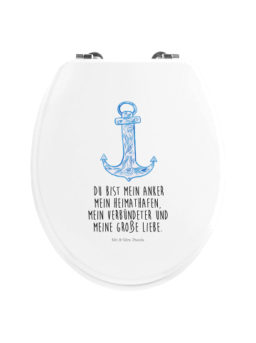 WC Brille Anker Blau mit Spruch in Weiß
