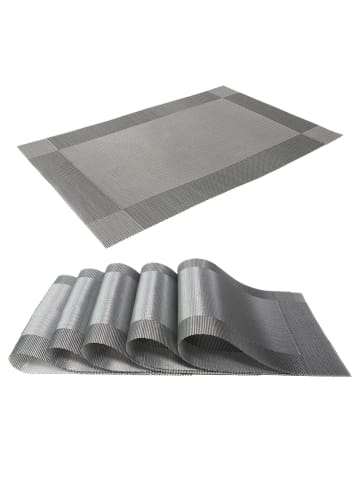 6x Platzset Tischset Untersetzer Matte in Hell Grau