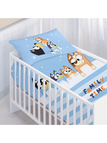 Baby Bettwäsche "Bluey - Family Time" in Hellblau/ Weiß