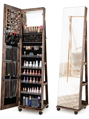 Schmuckschrank LED mit Rollen in Taupe