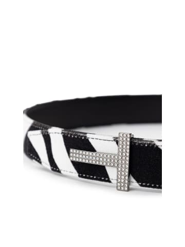 Schwarz Weiß Leder Regular Gürtel