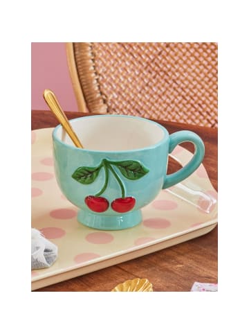 Keramik Becher mit Kirschen in mint