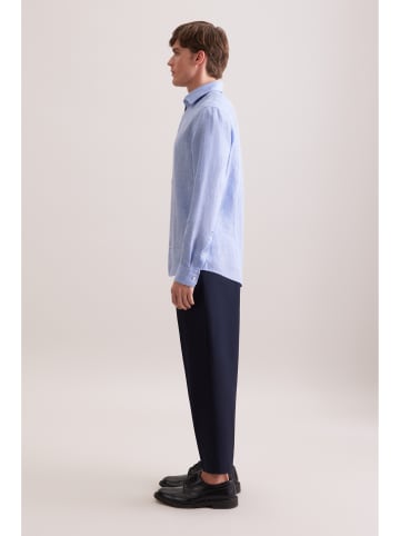 Leinenhemd Slim in Mittelblau