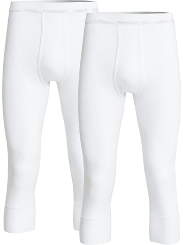 Baumwolle, Doppelripp Unterhose, 3/4-lang 2er-Pack in weiss