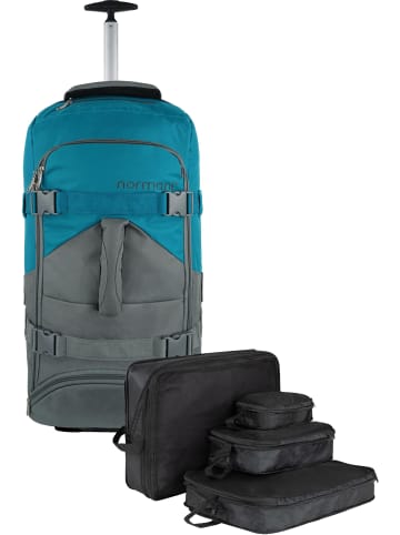 Reisetasche 60 L mit 4 Kleidertaschen in Grau/Petrol