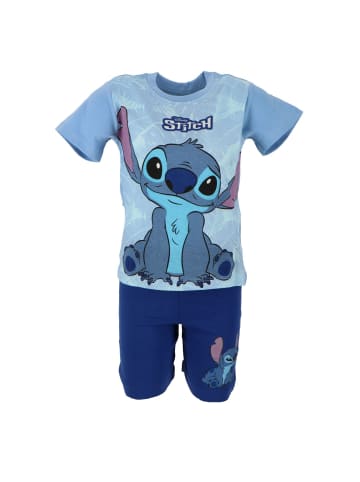 Lilo & Stitch Shortama Atmungsaktiver Kurzarm-Schlafanzug für in Blau