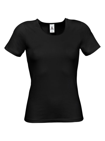 Baumwolle, Single-Jersey Unterhemd, 1/2-Arm 2er-Pack in schwarz