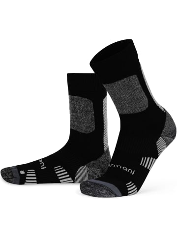 2 Merino Trekking Socken mit Frotteesohle in Schwarz