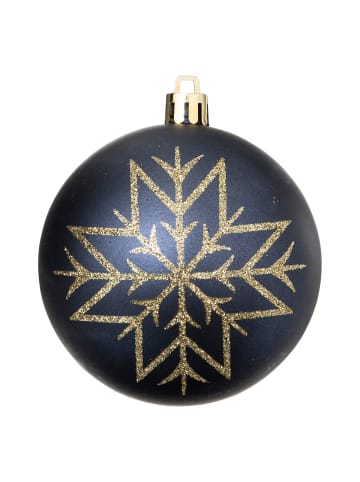 Set von Kugeln mit goldenen Verzierungen in Blau, 8 cm