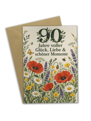 Geburtstagskarte Blumenwiese Gouache Design mit... in Weiß