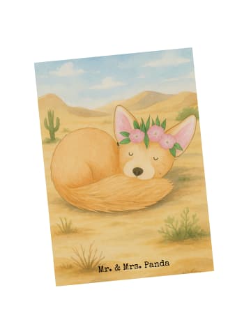 Postkarte Wüstenfuchs Blumen Design ohne Spruch in Weiß