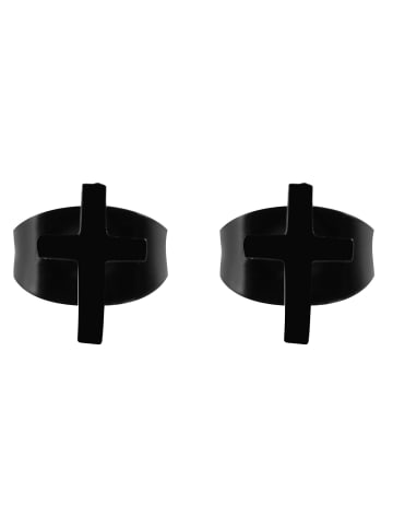 Unisex Ohrringe – Ohrstecker Kreuz aus Edelstahl in schwarz