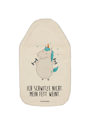 Wärmflasche Einhorn Fitness mit Spruch in Weiß