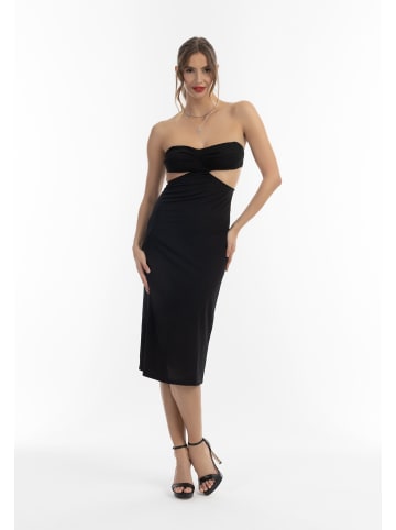 Damen Midikleid Mit Cut-Outs in Schwarz