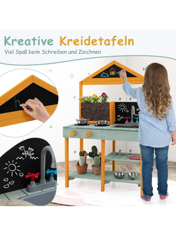 Matschküche Kinder Outdoor 69 x 36 x 110 cm in Hellgrün