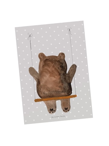 Postkarte Bär Schaukel ohne Spruch in Grau Pastell