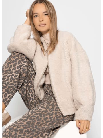 Bomberjacke aus Teddyfell in Beige