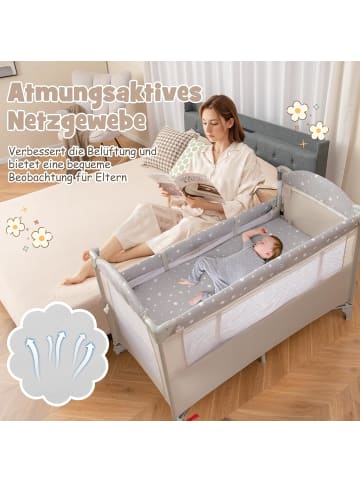 5 in 1 Beistellbett klappbar in Beige
