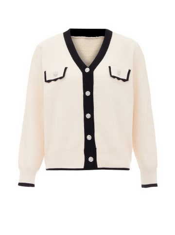 Damen Strickjacke in Wollweiss Schwarz