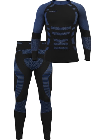 Herren Sport-Funktionsunterwäsche Set Hemd + Hose in Blau/Schwarz