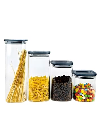 4-teiliges Glas Vorratsdosen-Set mit luftdichten Deckeln in Transparent