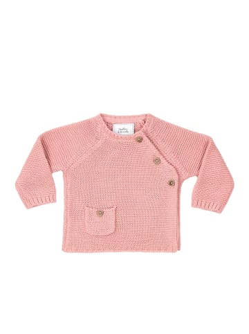 Strick-Cardigan mit seitlicher Knöpfung in rosa