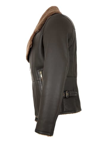 Lammfell-Lederjacke in Braun