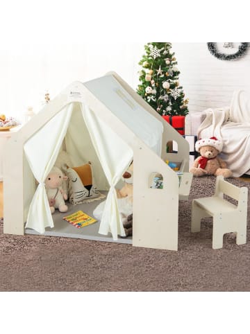 6-IN-1 Kinderzelt Holz in Beige