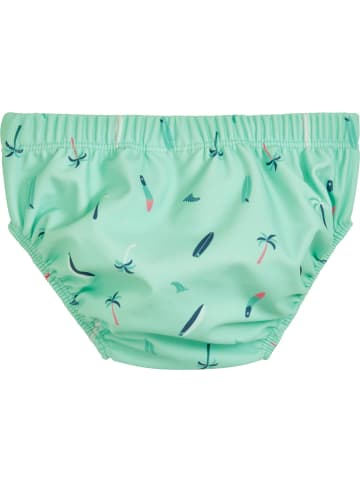 UV-Schutz Schwimmwindel Surfbrett Palme in mint
