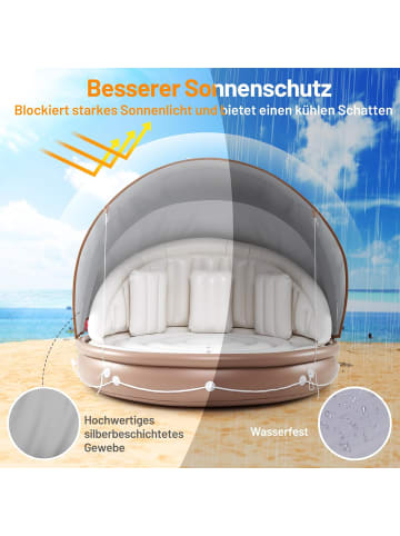 Aufblasbare Badeinsel mit Dach für 2 Erwachsene in Beige