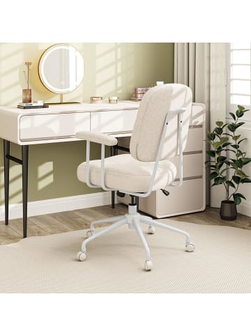 ergonomischer Drehstuhl mit Armlehnen & Rollen in Beige