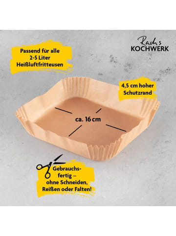Backpapier-Schalen für Heißluft-Fritteusen 50er-Set 16x16x4,5cm braun Braun
