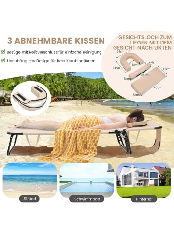 Sonnenliege mit Gesichtsöffnung in Beige