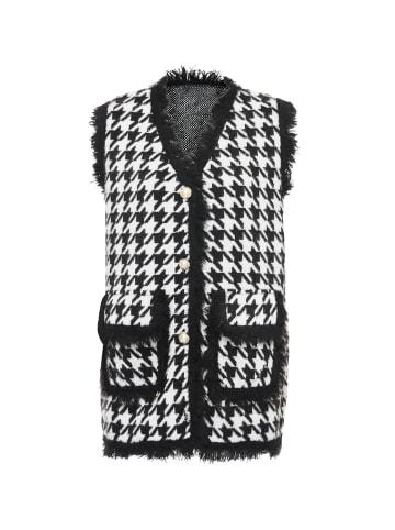 Damen Ärmellose Jacke in Schwarz Wollweiss