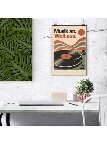 Wandposter Schallplatte minimalistisch Design m... in Weiß