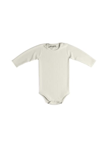 Baby Body aus 100% Bio-Baumwolle Druckknopf langarm gerippt Coconut Milk