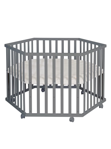 Laufgitter 6-eckig Holz anthrazit mit Rollen & veganer Schutzeinlage Greyish