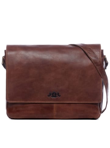 Leder-Messenger Laptoptasche SPENCER groß Laptop-Tasche 15 Zoll echt Leder in braun