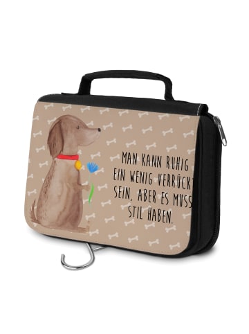 Kulturbeutel Hund Blume mit Spruch in Hundeglück