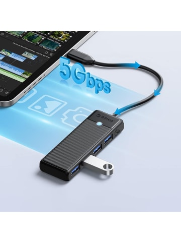 PAPW4A-C3 USB-Hub mit 4 Anschlüssen (4x USB-A 3.0, 0,15 m Kabel)