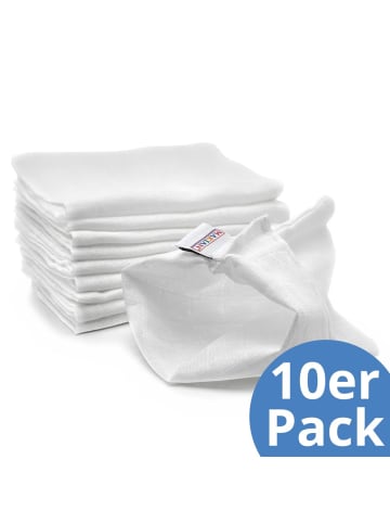 Mull-Waschhandschuh 10er Pack - Weiß in weiss