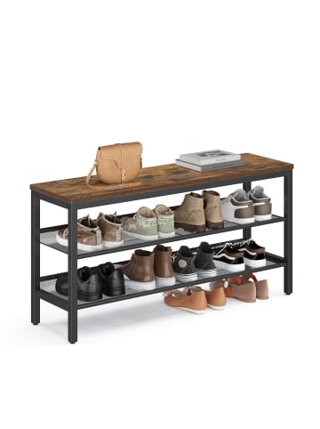 Schuhbank Dacey in Braun-Schwarz - (B)100 x (H)50 x (T)28 cm