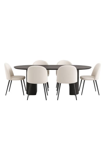 Essgruppe Kyoto 7-teilig Dunkelbraun, creme 210 x 100 cm