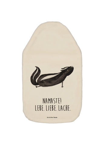 Wärmflasche Stinktier Yoga mit Spruch in Weiß