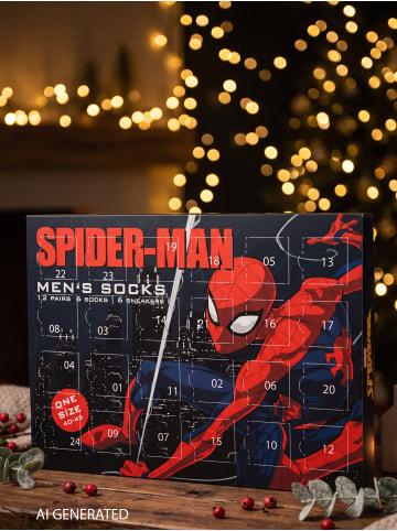 Marvel Spiderman Socken Adventskalender mit 12 Paar kurz und lang in Mehrfarbig