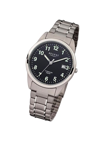 Analog-Armbanduhr Regent Titan-Uhren grau, silber mittel (ca. 36mm)