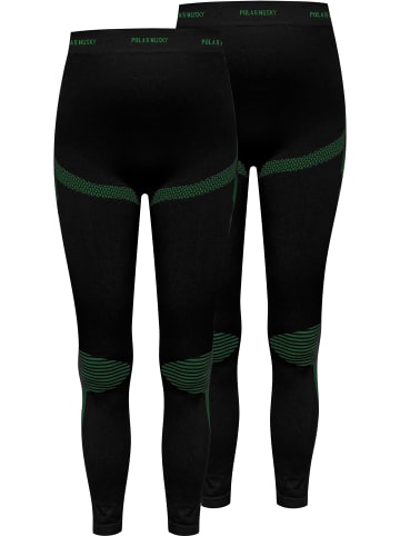 2 x Thermounterhose Lange Skiunterwäsche für Damen in Schwarz/Grün