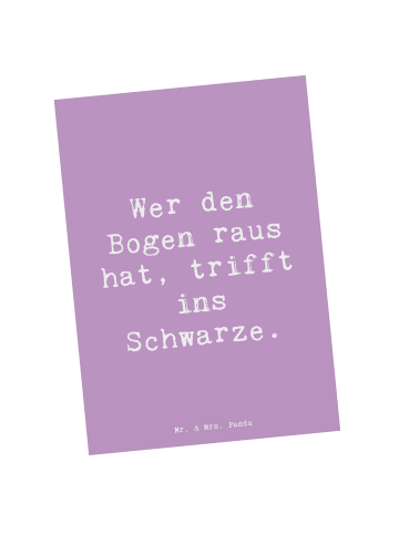 Postkarte Spruch Bogensport Meister mit Spruch in Lavendeltraum